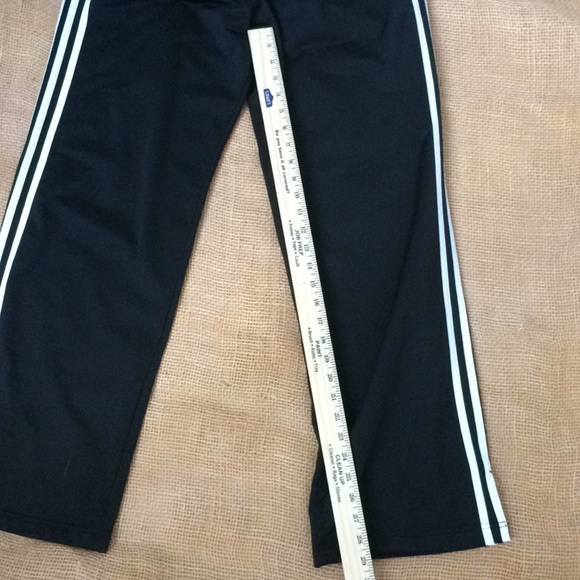Adidas black 3 stripe white L elastic waist pants - Picture 2 of 7